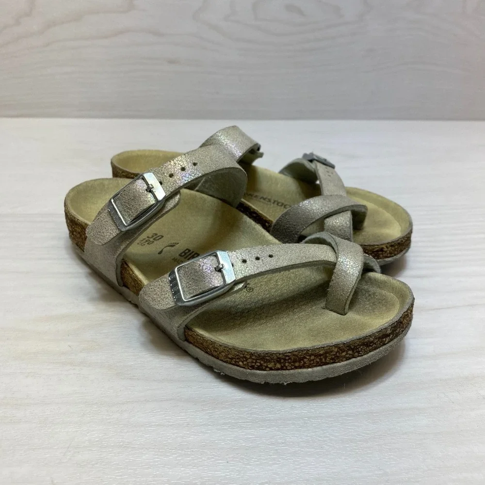 Birkenstock Mayari Sandals Girls 30 Metallic Silver Comfort Casual Outdoor